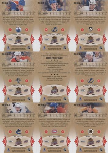2015 Upper Deck National Hockey Card Day Canada - Sheets #NNO Sidney Crosby / Jonathan Drouin / Wayne Gretzky / Steven Stamkos / Checklist / Aaron Ekblad / Bobby Orr / P.K. Subban / Bo Horvat Back