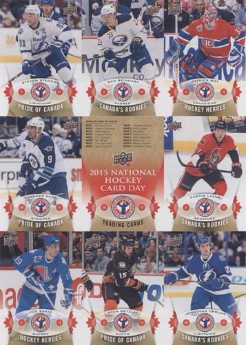 2015 Upper Deck National Hockey Card Day Canada - Sheets #NNO Steven Stamkos / Sam Reinhart / Patrick Roy / Evander Kane / Checklist / Curtis Lazar / Joe Sakic / Ryan Getzlaf / Jonathan Drouin Front