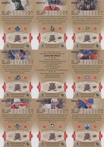 2015 Upper Deck National Hockey Card Day Canada - Sheets #NNO Ryan Getzlaf / Curtis Lazar / Terry Sawchuk / P.K. Subban / Checklist / Jonathan Drouin / Wayne Gretzky / Sidney Crosby / Aaron Ekblad Back