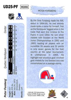 2015 Upper Deck National Hockey Card Day USA - 25th Anniversary Young Guns #UD25-PF Peter Forsberg Back
