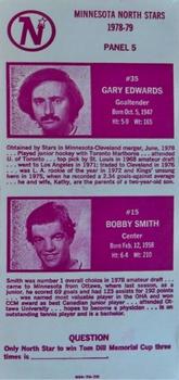 1978-79 Cloverleaf Dairy Minnesota North Stars #5 Gary Edwards / Bobby Smith Front