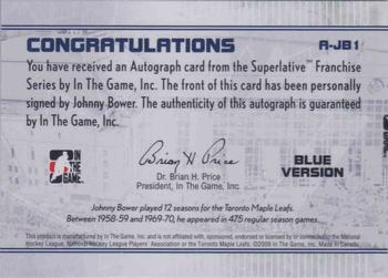 2008-09 In The Game Superlative Franchise - Autographs #A-JB1 Johnny Bower Back