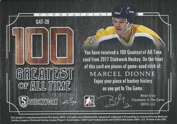 2017 Leaf In The Game Stickwork - 100 Greatest of All-Time Relics #GAT-39 Marcel Dionne Back