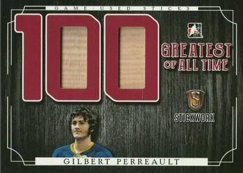 2017 Leaf In The Game Stickwork - 100 Greatest of All-Time Relics - Red #GAT-21 Gilbert Perreault Front