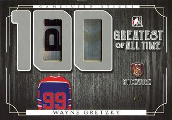 2017 Leaf In The Game Stickwork - 100 Greatest of All-Time Relics - Silver #GAT-69 Wayne Gretzky Front