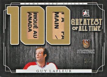 2017 Leaf In The Game Stickwork - 100 Greatest of All-Time Relics - Gold #GAT-24 Guy Lafleur Front