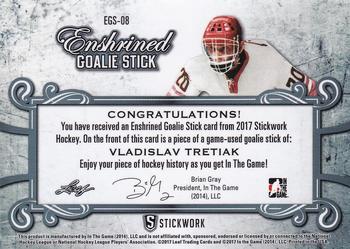 2017 Leaf In The Game Stickwork - Enshrined Goalie Stick Relics #EGS-08 Vladislav Tretiak Back