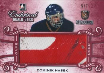 2017 Leaf In The Game Stickwork - Enshrined Goalie Stick Relics - Red #EGS-01 Dominik Hasek Front