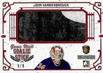 2017 Leaf In The Game Stickwork - Game-Used Goalie Stick Relics - Red #GGS-07 John Vanbiesbrouck Front