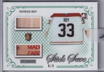 2017 Leaf In The Game Stickwork - Stick Save Relics - Emerald #SS-10 Patrick Roy Front
