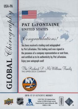 2016-17 SP Authentic - Global Chirography #USA-PA Pat LaFontaine Back