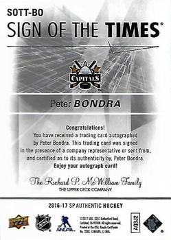 2016-17 SP Authentic - Sign of the Times #SOTT-BO Peter Bondra Back