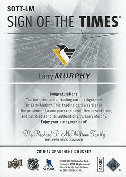 2016-17 SP Authentic - Sign of the Times #SOTT-LM Larry Murphy Back