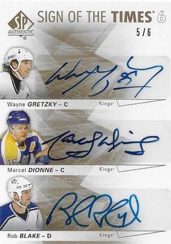 2016-17 SP Authentic - Sign of the Times 6 #ST6-KINGS Wayne Gretzky / Marcel Dionne / Rob Blake / Luc Robitaille / Dave Taylor / Jari Kurri Front