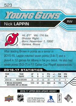 2016-17 SP Authentic - 2016-17 Upper Deck Update #523 Nick Lappin Back