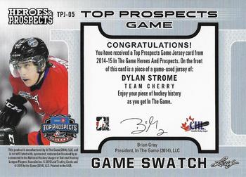 2014-15 In The Game Heroes & Prospects - Top Prospects Game Used Jersey Blue #TPJ-05 Dylan Strome Back