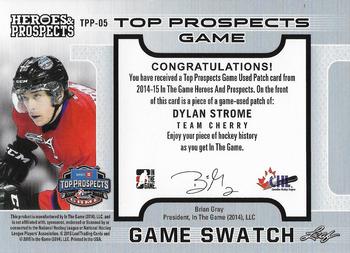 2014-15 In The Game Heroes & Prospects - Top Prospects Game Used Patch Blue #TPP-05 Dylan Strome Back