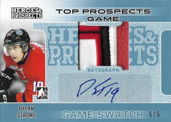 2014-15 In The Game Heroes & Prospects - Top Prospects Game Used Auto Patch Blue #TPPA-05 Dylan Strome Front