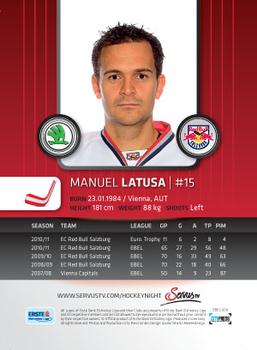 2011-12 Austrian EBEL #EBEL-009 Manuel Latusa Back