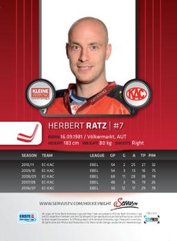 2011-12 Austrian EBEL #EBEL-020 Herbert Ratz Back