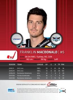 2011-12 Austrian EBEL #EBEL-110 Franklin MacDonald Back