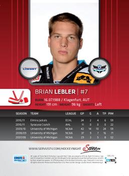 2011-12 Austrian EBEL #EBEL-118 Brian Lebler Back
