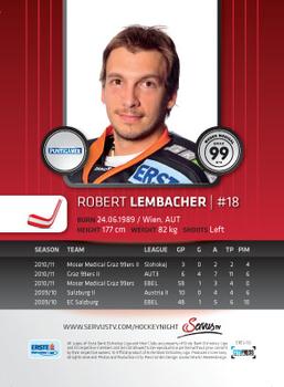 2011-12 Austrian EBEL #EBEL-132 Robert Lembacher Back