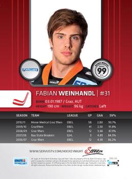 2011-12 Austrian EBEL #EBEL-256 Fabian Weinhandl Back