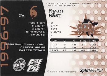 1996-97 SplitSecond Toledo Storm (ECHL) #NNO Ryan Bast Back