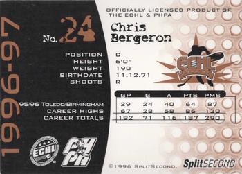 1996-97 SplitSecond Toledo Storm (ECHL) #NNO Chris Bergeron Back