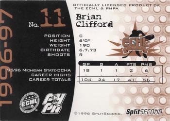1996-97 SplitSecond Toledo Storm (ECHL) #NNO Brian Clifford Back