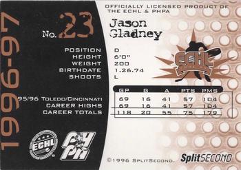 1996-97 SplitSecond Toledo Storm (ECHL) #NNO Jason Gladney Back