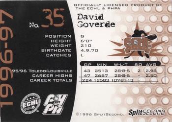 1996-97 SplitSecond Toledo Storm (ECHL) #NNO David Goverde Back