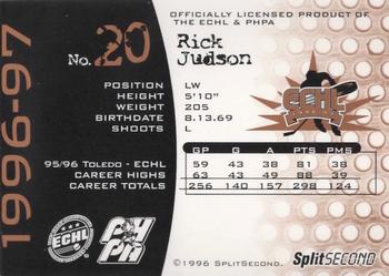 1996-97 SplitSecond Toledo Storm (ECHL) #NNO Rick Judson Back