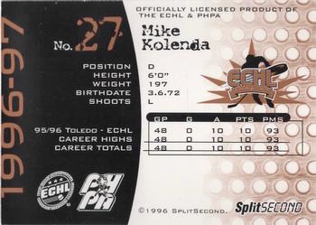 1996-97 SplitSecond Toledo Storm (ECHL) #NNO Mike Kolenda Back