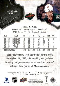 2017-18 Upper Deck Artifacts #3 Eric Staal Back