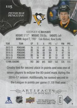 2017-18 Upper Deck Artifacts #115 Sidney Crosby Back