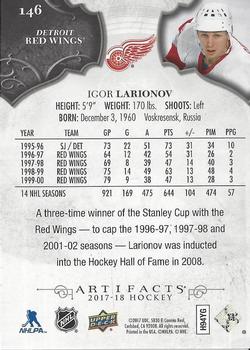 2017-18 Upper Deck Artifacts #146 Igor Larionov Back