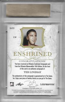 2014-15 In The Game Ultimate Memorabilia - Enshrined Autographs Gold #EA-TL1 Ted Lindsay Back