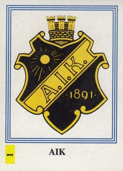 1991-92 Semic Elitserien (Swedish) Stickers #1 AIK/Team Emblem Front