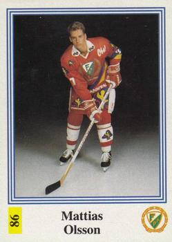 1991-92 Semic Elitserien (Swedish) Stickers #86 Mattias Olsson Front