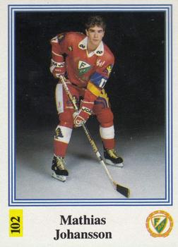 1991-92 Semic Elitserien (Swedish) Stickers #102 Mathias Johansson Front