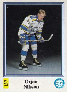1991-92 Semic Elitserien (Swedish) Stickers #137 Orjan Nilsson Front