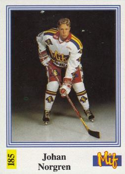 1991-92 Semic Elitserien (Swedish) Stickers #185 Johan Norgren Front