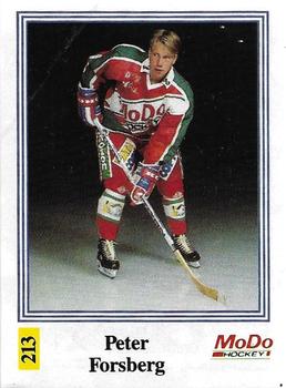 1991-92 Semic Elitserien (Swedish) Stickers #213 Peter Forsberg Front