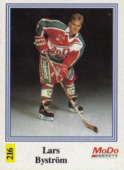 1991-92 Semic Elitserien (Swedish) Stickers #216 Lars Bystrom Front
