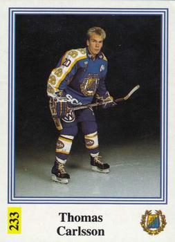 1991-92 Semic Elitserien (Swedish) Stickers #233 Thomas Carlsson Front