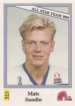 1991-92 Semic Elitserien (Swedish) Stickers #323 Mats Sundin Front
