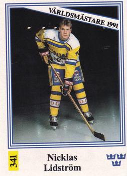 1991-92 Semic Elitserien (Swedish) Stickers #341 Nicklas Lidstrom Front