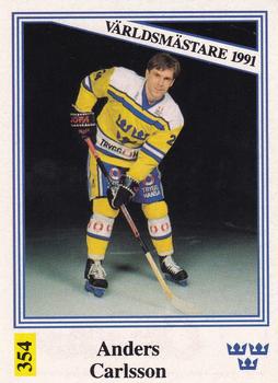 1991-92 Semic Elitserien (Swedish) Stickers #354 Anders Carlsson Front